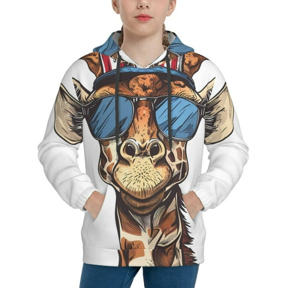 Easygdp American Giraffe Style Boys Hoodie Kids Sweatshirt Youth Pullover With Hood-Small