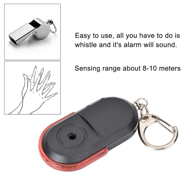 Mini buscador de teclas rastreador de artículos inalámbrico anti-pérdida rango de detección 8-10 metros alarma de control de sonido de silbato con luz LED / batería para