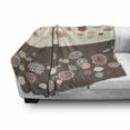 thumbnail image 3 of Floral Soft Flannel Fleece Throw Blanket, Floral Ornate Spring Meadow Blossoms Pattern Seasonal Composition, Cozy Plush for Indoor and Outdoor Use, 60" x 80", Umber Beige Ruby, by Ambesonne, 3 of 6