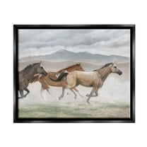 Stupell Industries Galloping Horses Landscape Animals & Insects Painting Black Floater Framed Canvas Art Print Wall Art, 21 x 17