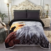 NC King Size Blanket 2 Ply Thick Warm Plush Bed Blanket for Winter, 10lbs, Eagle & Lion Floral, 85x93