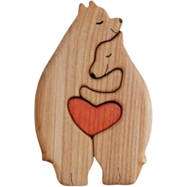 Elefante enamorado tallado a mano - Elefante de amor de madera con corazón, escultura ornamento estatuilla artesanal