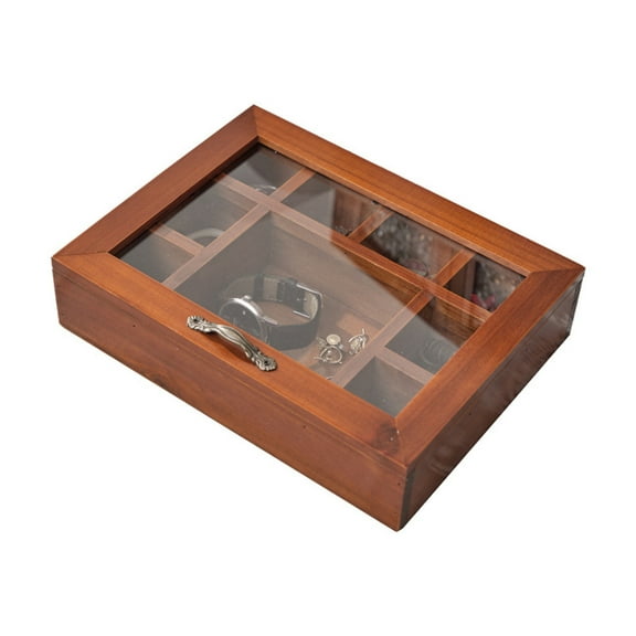 Dvumao Wooden Jewelry Box for Women – Vintage Style Locking Jewelry Organizer with Drawers & Compartments, Brown Wood Gift for Mom, Wife or Grad