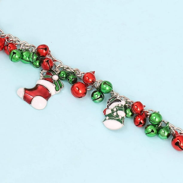 Christmas Jingle Bell Necklace Women Statement Chunky Crystal