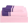 thumbnail image 2 of DNG Creations 4 Piece Two Tone Sheet Set - 18 Inch Deep Pocket ( Solid Light Pink/Purple - Olympic Queen ), 2 of 4