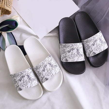 

Aayomet Women Slippers Women s Slip on Sandals Slide Glitter Bling Casual Sandal Flat Open Toe Sparkle Slides White 8.5