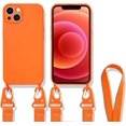 thumbnail image 1 of HAHDAXIA Crossbody Lanyard Case Compatible with iPhone\u200213 Pro, Lens Protection Soft Silicone Shockproof Protector Case with Adjustable Shoulder Strap Removable Neck Strap (Orange, iPhone, 1 of 7