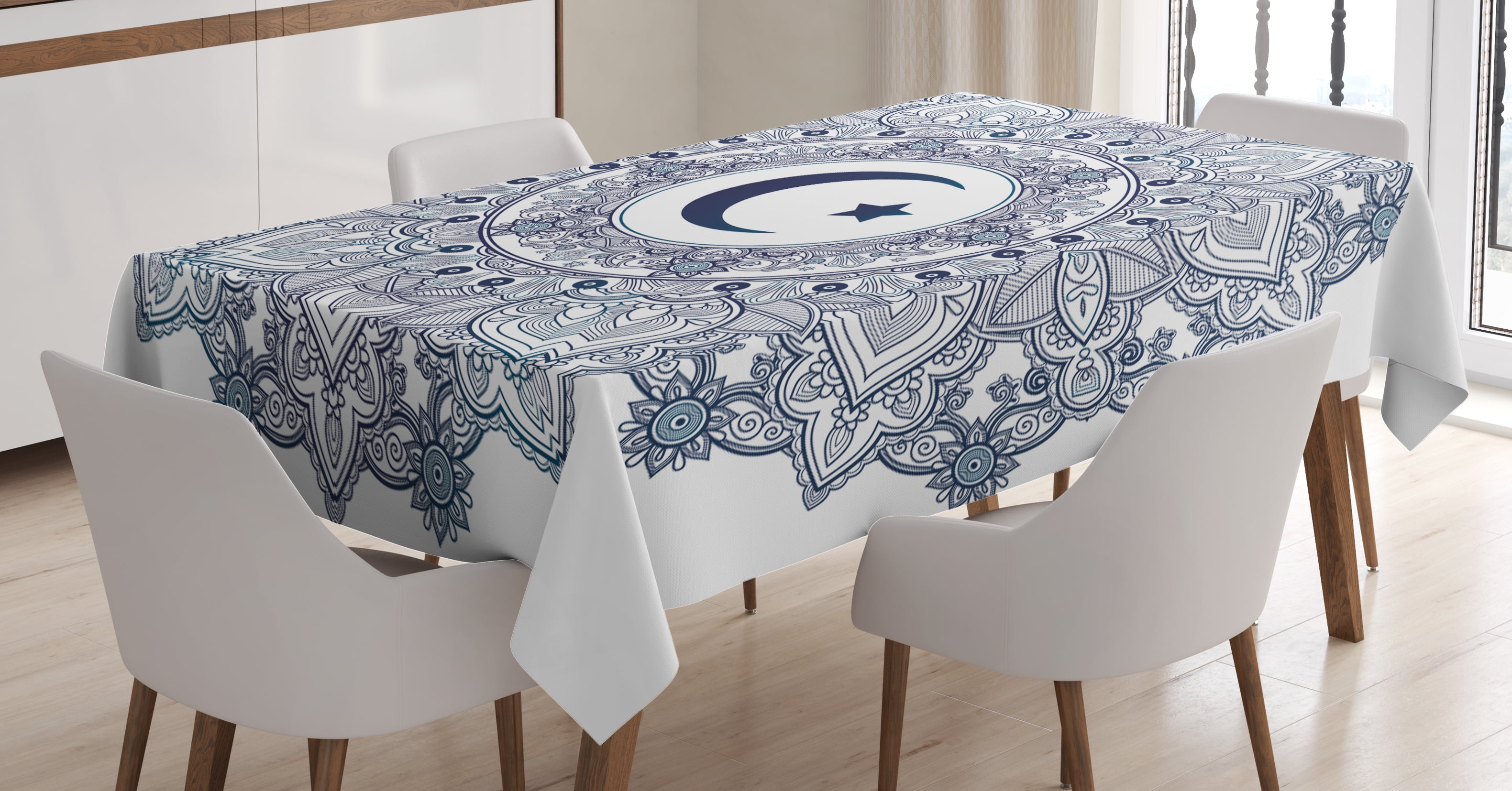 Moon Tablecloth, Islamic Symbol in Eastern Design Ramadan Celebrations Vintage... by Kozmos