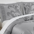 thumbnail image 3 of Chezmoi Collection Valor 7-Piece Bed in a Bag King, Silver/Gray Luxury Jacquard Floral Comforter with Sheets Set for All Season, 3 of 9