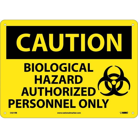 NMC Signs C421Rb, Biological Hazard Authorized.. Sign, 10 X 14, Rigid Plastic .050