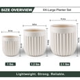 thumbnail image 5 of FOUKUS Large Concrete-Like Plastic Planter Set: 3-Piece Tall Fluted Round Lightweight Planters for Indoor & Outdoor Use, Modern Decorative Pots with Drainage for Home, Patio, Porch & Garden, 5 of 6