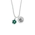 thumbnail image 2 of Delight Jewelry Silvertone 3-D Frosted Green Resin Ornament with Crystals Silvertone Script Initial Disc - Q - Charm Necklace, 20"+3", 2 of 4
