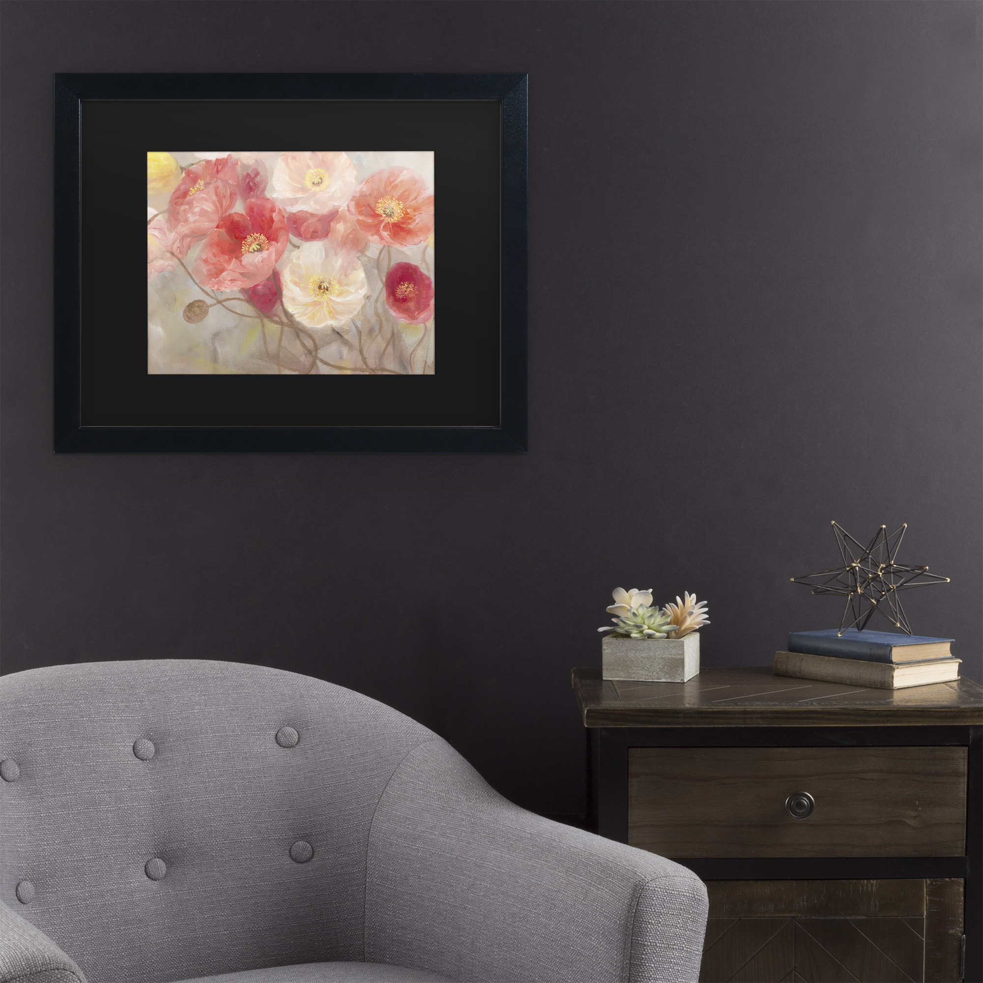 Li Bo 'Wild Poppies I' Matted Framed Art
