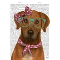 thumbnail image 2 of Fab Funky 15x18 Gold Ornate Wood Framed with Double Matting Museum Art Print Titled - Rhodesian Ridgeback with Glasses and Scarf, 2 of 4