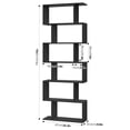 thumbnail image 3 of Homfa Geometric Bookcase Wooden Wood S Shape Storage Display Unit Bookcase Bookshelf 6-tier Storage, 75" H x 27.6" W, Black, 3 of 8