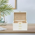 thumbnail image 3 of WYDK Wooden Jewelry Organizer Box,3 Layer Jewelry Storage Organizer Box Women Jewelry Holder Organizer,Freestanding Wood Jewelry Storage Case for Sunglasses Watches Earrings Necklaces (White), 3 of 10