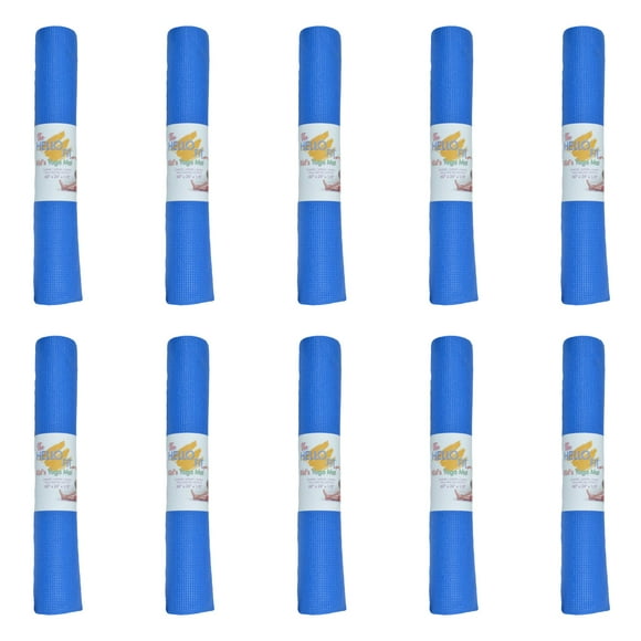 Hello Fit Tapis de Yoga pour Enfants, Tapis d'Exercice 60 Pouces x 24 Pouces, Tapis de Yoga Antidérapant 3 mm pour Garçons et Filles, Tapis d'Entraînement pour Enfants Facile à Nettoyer pour Écoles et Salles de Classe, Lot de 10, Bleu Foncé