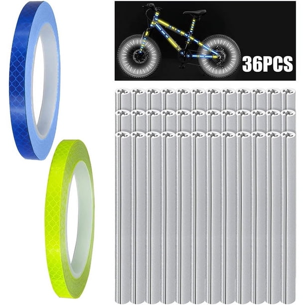 Reflector de radios con pegatinas luminosas para ruedas, juego de tiras fluorescentes para ciclismo nocturno de bicicleta