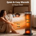 thumbnail image 6 of 24" Space Heater, 1500W Portable Electric Heater with Remote, Adjustable Thermostat to 99°F, 60° Oscillation, 3 Light Modes, 12H Timer, ECO Mode & Tip-Over Protection for Indoor Use, 6 of 9