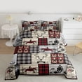 thumbnail image 2 of Comforter Western Cowboy Twin Bedding Sets Country Farmhouse Plaid Horse Cow Print Bed Set American Wild West Quilt Duvet Set Red Black Grey Cowboy Room Decor 2 Pcs, 2 of 7