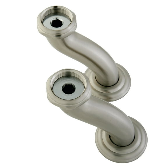 Kingston Brass CCU408 S Shape Swing Elbow for 7" Centers Deck Mount Tub Filler with Hand Shower, Brushed Nickel