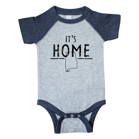 

Inktastic It s Home- Alabama State Outline DIstressed Text Gift Baby Boy or Baby Girl Bodysuit