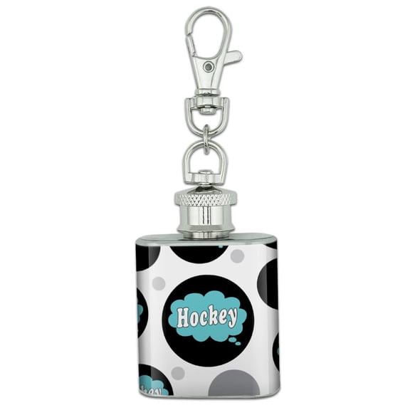 Dreaming of Hockey Blue Stainless Steel 1oz Mini Flask Key Chain