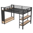 thumbnail image 4 of HICOMILA Queen Size Loft Bed with Wardrobe, Metal Loft Bed Frame with Storage Shelves & Pegboard, Space-Saving Black Queen-size Loft Bed with 2 Drawers, Black, 4 of 9