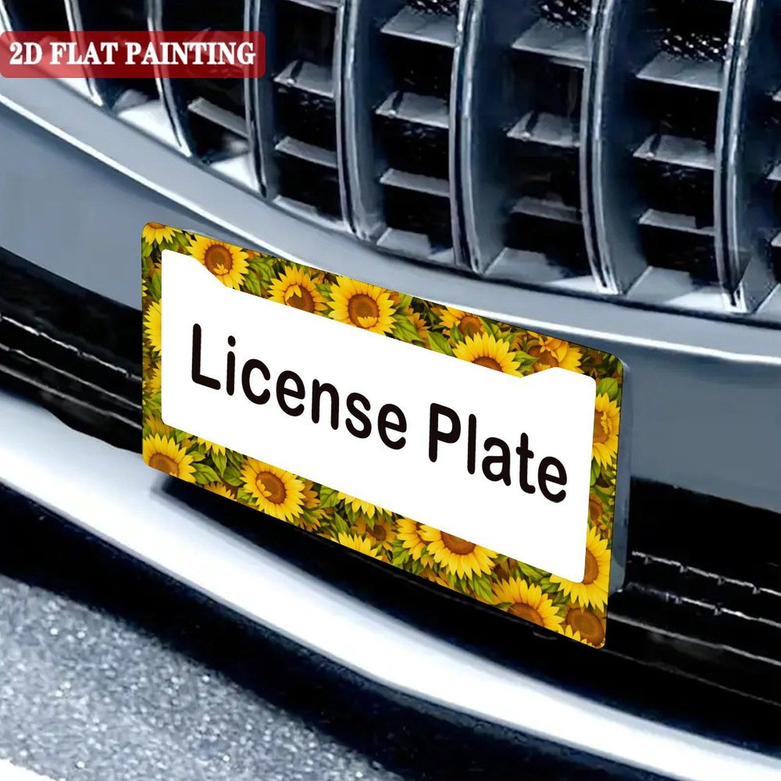 2PC Sunflower License Plate Frame Floral, Cute License Plate Frames for Women, Boho Cottagecore Car Plate Frame, Aesthetic Car Decor, Car Gift  Plate Frame Style 6.3x12.2inch(16x31cm)