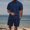 Navy, variant on WWV Mens Matching Shirt and Shorts Set Lapel Short Sleeve Button Shirt Elastic Waist Shorts Outfits Solid Color Stylish Loose Fit Holiday Leisure Suit Black L