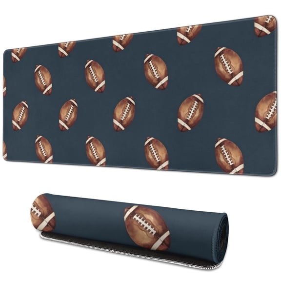 Long Mouse Pads for Desk,Dark Blue Football Repeat Pattern Desk Mats on Top Of Desks, Desk Mouse Pad Extra Large with 3mm Non-Slip Base and Stitched Edge for Gaming,Office,Work,Home 31.5"x11.8"