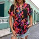 thumbnail image 5 of Camisa Camisas casuales para mujer Camisas con estampado floral con cuello en V de moda Tops de oficina (Rojo M) Ygjytge Rojo T M para Mujer, 5 of 7