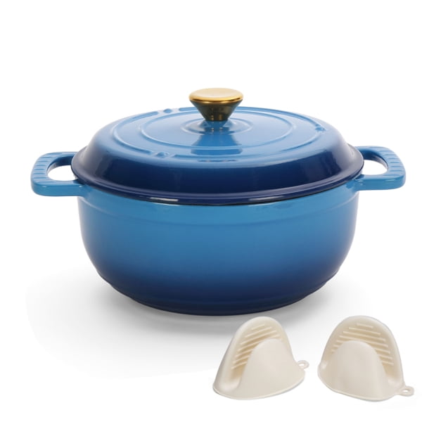 5QT Enameled Cast Iron Dutch Oven - 12LB Thickened Cast Iron, Non-Stick Interior with Heat-Resistant Handles, Oven/Gas/Induction Compatible
