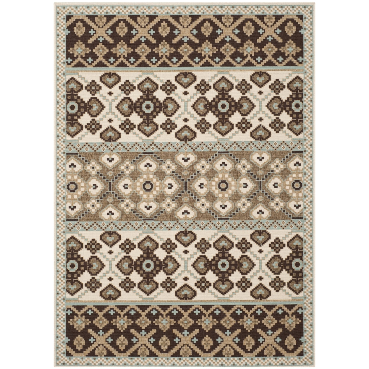 SAFAVIEH Veranda Moriah Southwestern Indoor/Outdoor Area Rug, 6'7" x 9'6", Cream/Chocolate