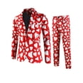 thumbnail image 3 of 2026 Men's Valentine's Day Heart Print Slim Fit Suit Set, Fashion 2 Piece Blazer and Pants Outfit, Casual Love for Party Wedding, 3 of 3