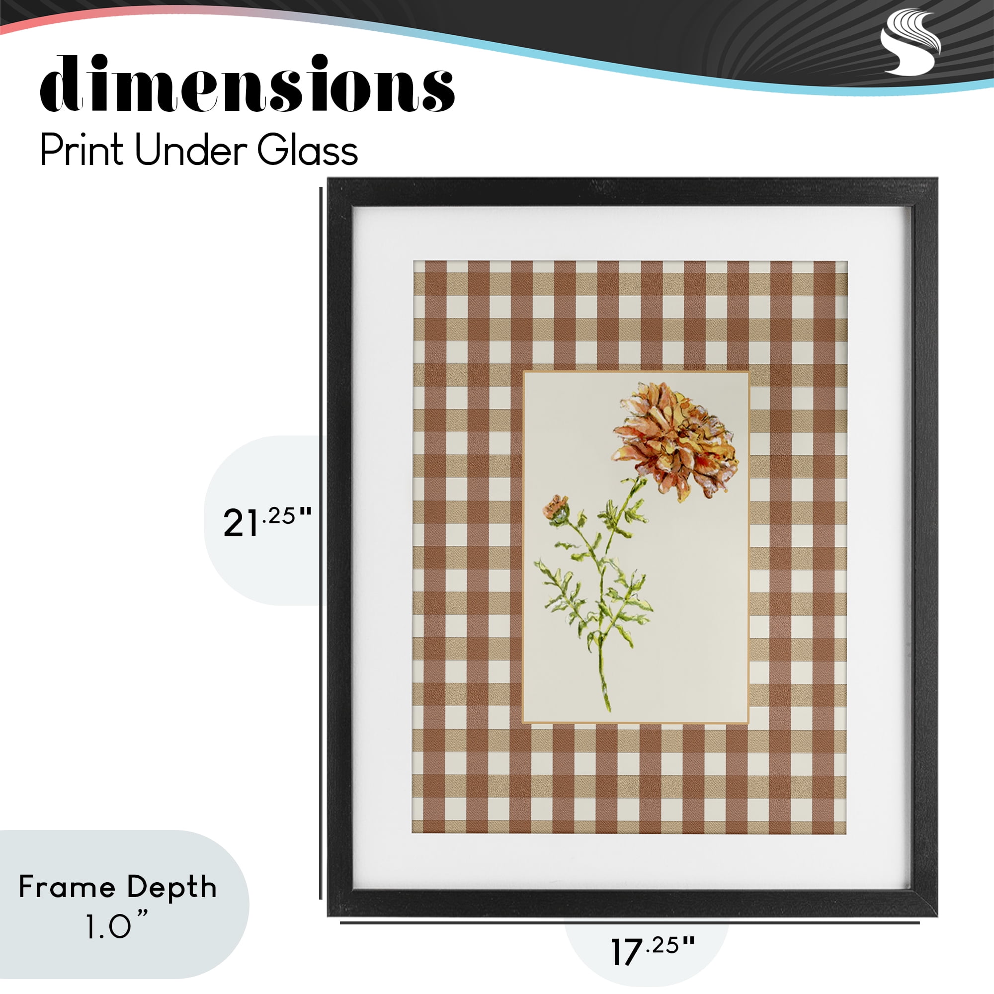 Stupell Industries Plaid Marigold Flower Black Framed Print Under Glass, design by Lisa Wehmeyer