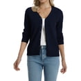 thumbnail image 2 of QUALFORT Women’s 100% Cotton Lightweight Button-Front Cardigan Sweater，v neck Long Sleeve Knit, 2 of 7