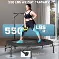 thumbnail image 5 of ANCHEER 40/50" Foldable Mini Trampoline Max Load 450/550lbs, Fitness Trampoline with Bungees, Adjustable Foam Handle, Indoor Exercise Trampoline for Adults Inoor/Garden Workout, 5 of 8