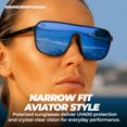 thumbnail image 3 of GRINDERPUNCH Polarized Narrow Fit Aviator Sunglasses for Men Women UV400 Protection Trendy Square Lightweight Sunglasses - Blue, 3 of 9