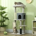 thumbnail image 2 of PawHut 52 Inch Cat Tree with Scratching Posts, Cat Bed, Condo, Light Grey, 2 of 10