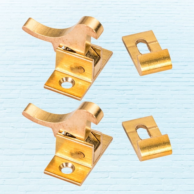 MERRYHAPY 2Pcs Extra Safety Window Locks Golden Copper Security Enhancement Indoor and Outdoor Window Security