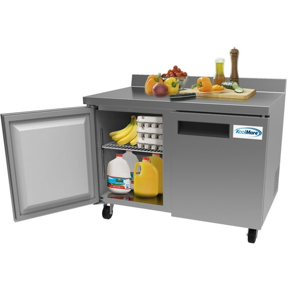 KoolMore 48 in. Commercial Two Door Worktop Refrigerator in Stainless Steel,  12 Cu. ft.