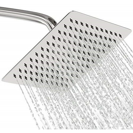 Rain Shower Head Stainless Steel â€“ NEW 2019 High Pressure Square 8 In Rainfall Bathroom Powerful Spray Shower Heads â€“ Best High Flow Fixed Chrome SPA Showerhead with Adjustable Metal Swivel (Best Tanning Spray 2019)