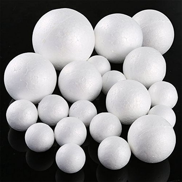 50 Pack Craft Foam Balls, 5 Sizes(1-2.4 Inches) White Polystyrene