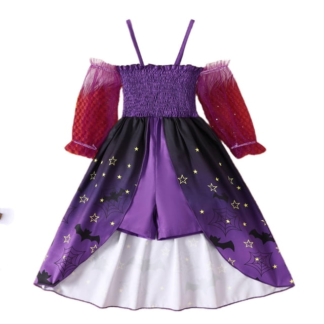 MIASHUI Combinaison à Bretelles à Manches Longues pour Filles avec Imprimé Dessin Animé et Design Robe en Maille Violet, 4-5 Ans