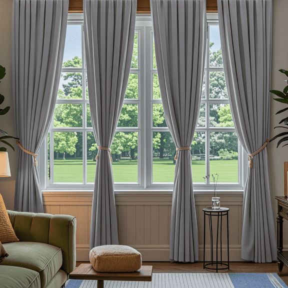 Back Tab Curtains, 4-Panel Set Rod Pocket & Pinch Pleat Design Light-Filtering & Thermal Insulation Ideal for Living Room, Bedroom & Office Windows