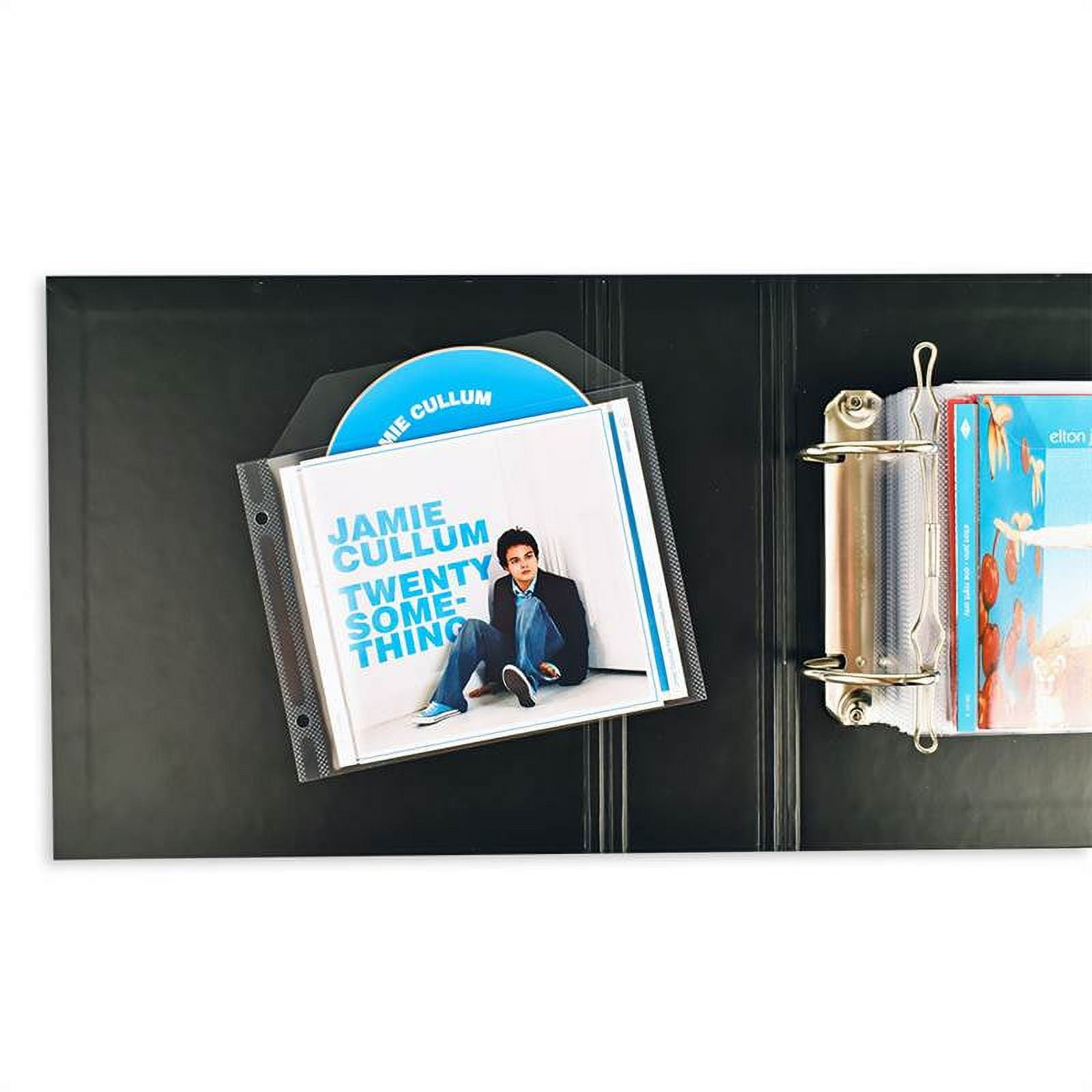 Tarifold CD Storage Bundle Pack - 100 Transparent CD Protective Sleeves, 4 Black CD 2-Ring Binders (10267)