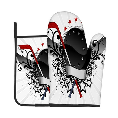 

2pcs Oven Mitts Pot Holders Hockey Wings Kitchen Heat Resistant Hot Pads for Cooking BBQ Baking