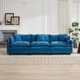 thumbnail image 4 of Cloud Sofa 3 Seats, Ottoman Not Included, Modern Sectional Couch for Living Room Bedroom and Apartment, Comfy Double Layer Upholstered Seat Cushion, Breathable Chenille Fabric, Blue, 4 of 9