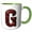 Green/White, variant on 3drose, Pretty Deep Red Clear Hearts Monogram Initial G, 11oz Magic Transforming Mug